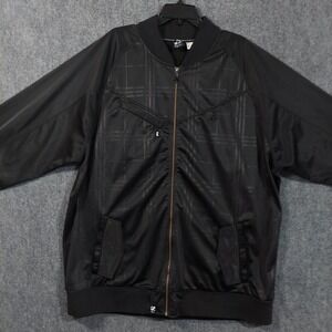 LRG Jacket Mens 4XL Black Plaid Full Zip Bomber Streetwear Hip Hop XXL Poly